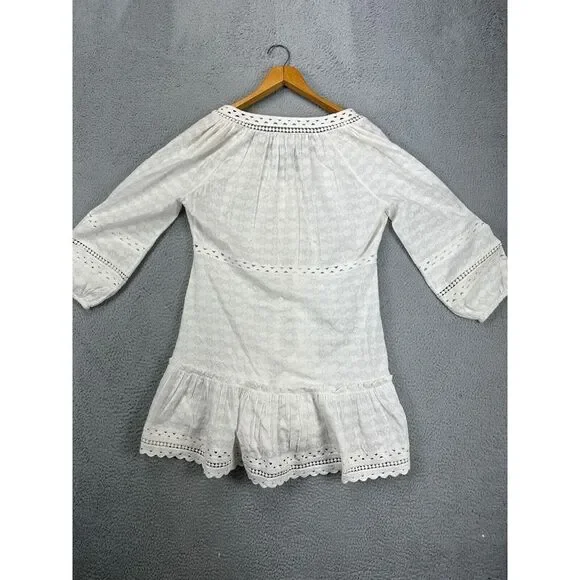 Veronica Beard Womens Mini Dress XL Daeja White Geometric Lace‎ Button Up NEW